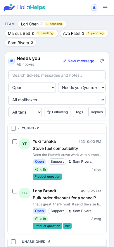 The inbox on a phone