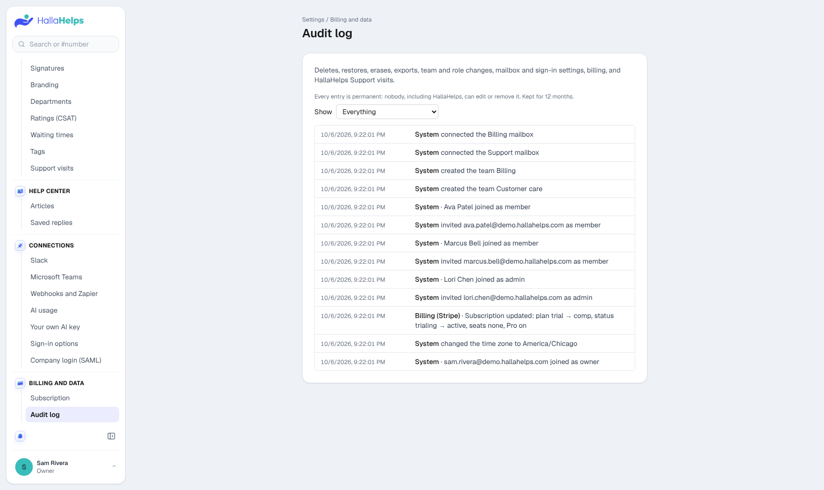 The audit log
